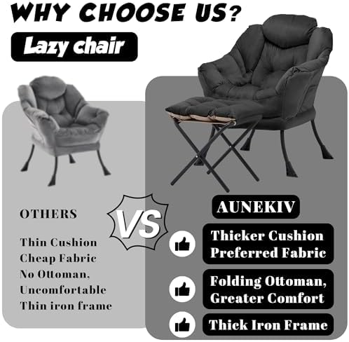Lazy Chair with Ottoman, Black