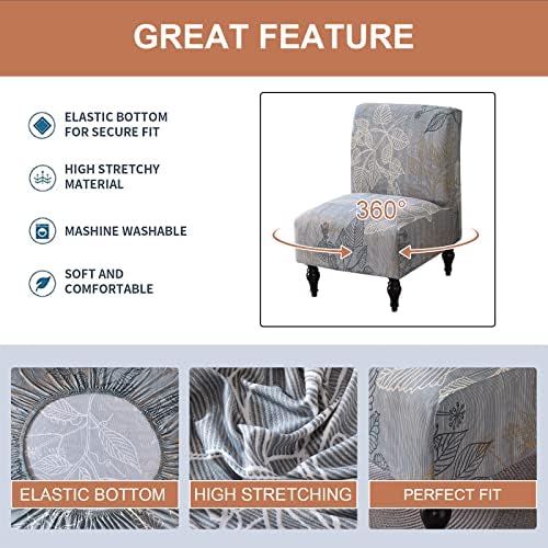 Eco-Ancheng Armless Chair Slipcover - Removable, Washable, Printed Accent Chairs for Living & Dining Room