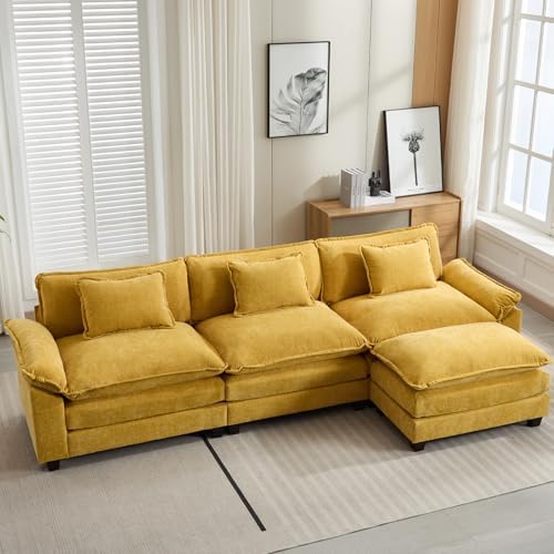 Oprisen 120" Modular Sectional Sofa, Comfy Deep Cloud Couch with Ottoman