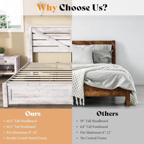 AMERLIFE 5-Piece Farmhouse Bedroom Set, Queen Bed Frame & Dresser, White