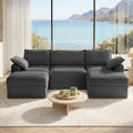 Modular Sectional Couch with Storage, Couches for Living Room, Corduroy 5-Seat U Shaped Upgraded Boneless Couch with 2 Ottomans, Throw Pillows, Cloud Memory Foam Sofa, Deep Seat,No Assembly,107"(Gray)