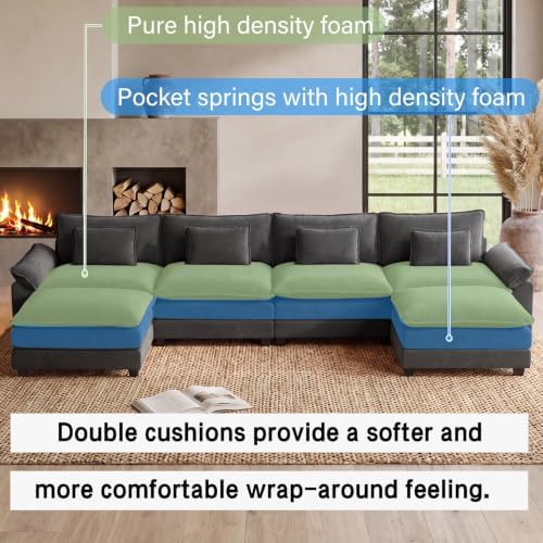 Oprisen 154" Modular Sectional Sofa, Comfy Deep Cloud Couch with Ottoman