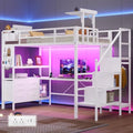 Dnxao Loft Bed Twin Size with 6 Storage Drawers and Foldable Table, White