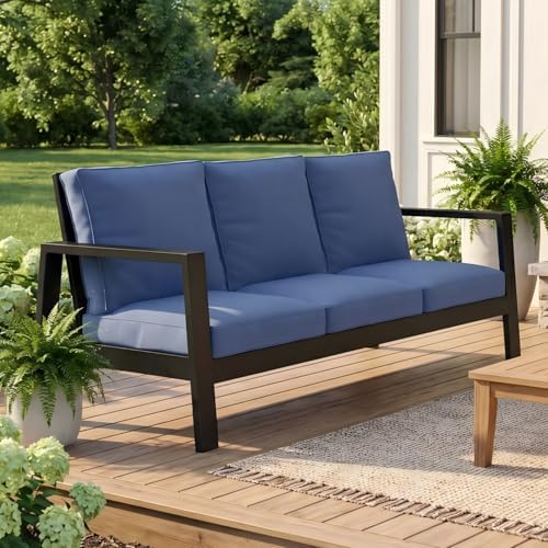 Wisteria Lane Aluminum Outdoor Couch, Patio Sofa with 5" Thick Cushions