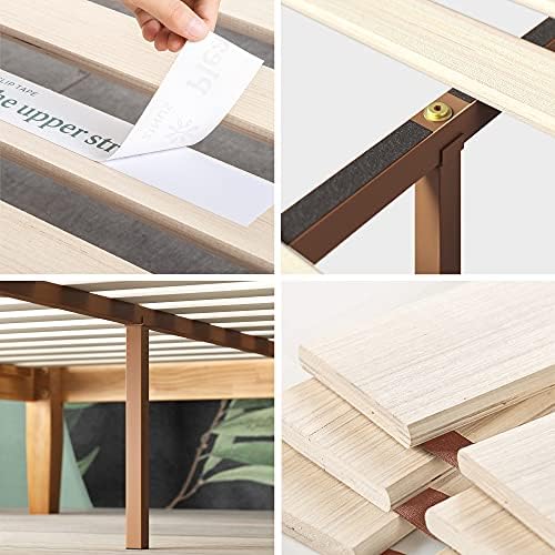 Zinus Moiz Deluxe Wood Platform Bed Frame, Wood Slat Support, No Box Spring Needed, Easy Assembly, Natural, Full
