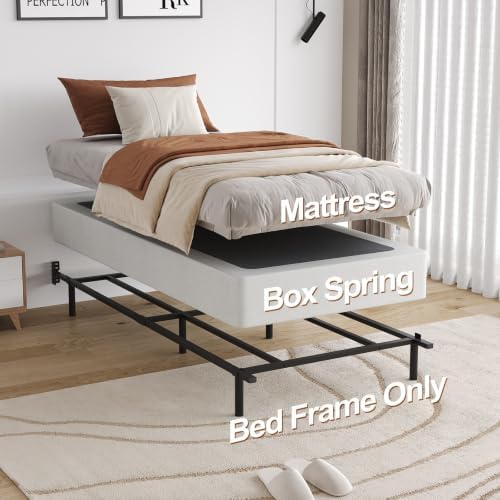Twin Size 7 Inch Low Profile Metal Platform Bed Frames, Adjustable Length