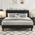 Fluest Queen Bed Frame, Platform Bed Frame with Velvet Upholstered Headboard, No Box Spring Needed, Sturdy Metal Support, Noise Free, Easy Assembly, Modern Bedroom Furniture, Black