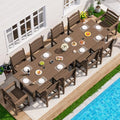 SERWALL HDPE Outdoor Dining Furniture, Outdoor Dining Set for 10, Brown