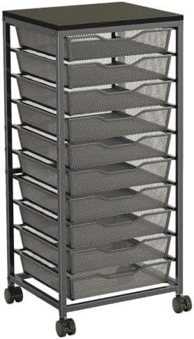 10-Drawer Rolling Storage Cart, Craft Organizers and Storage, Black