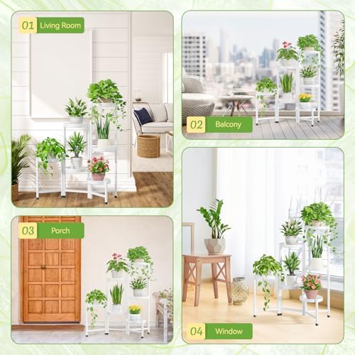 iDavosic.ly Plant Stand Indoor Outdoor, 6 Tier Metal Corner Shelf, White