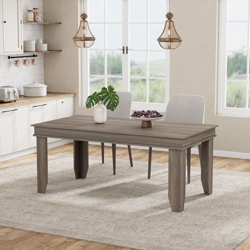 GarveeHome Farmhouse Dining Table for 4-6 People, 63" Long Kitchen Tables