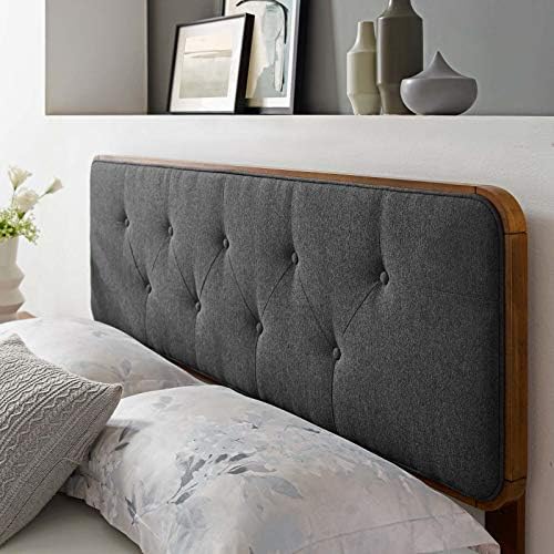 Modway MOD-6235-WAL-CHA Collins Tufted King Fabric and Wood Headboard, Walnut Charcoal