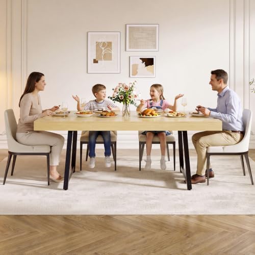 70.9" Kitchen Dining Table for 6-8,Farmhouse Table,Metal Legs