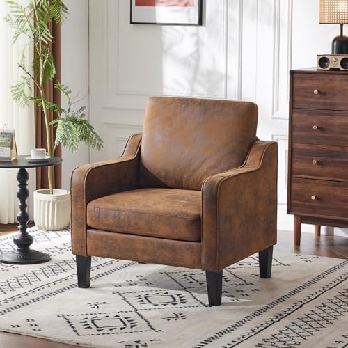 VINGLI Upholstered Gold Foil Accent Chair, Armchair for Living Room, Rustic
