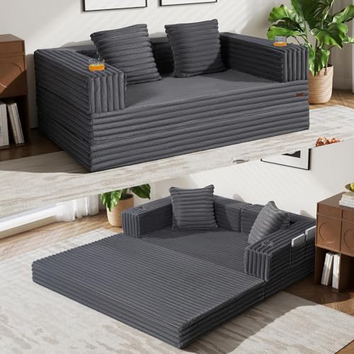 COMAX Boneless Futon Sofa Bed, 59" Small Low-Profile Floor Couch