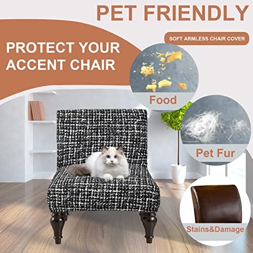 Eco-Ancheng Armless Chair Slipcover Removable Armless Accent Chairs Covers Washable Armless Slipper Chair Slipcover Printed Armless Chair Furniture Protector Covers for Living Dining Room Hotel