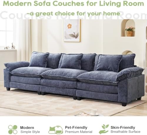 Oprisen 120" Modular Sectional Sofa, Comfy 3 Seater Deep Cloud Couch