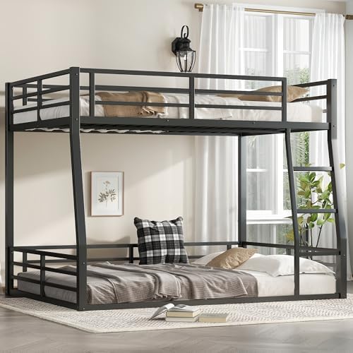 PVWIIK Full XL Over Queen Bunk Bed for Teens,Black