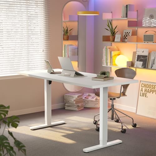 HUANUO 71x30 Inch Electric Standing Desk, Height Adjustable, White