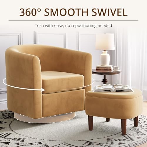 360° Swivel Accent Chair with Storage Ottoman