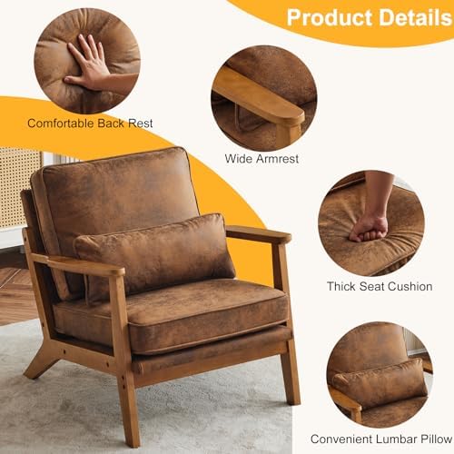Karl home Mid-Century Lounge Accent Chair, Brown