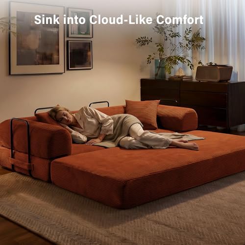 79" Convertible Sofa Bed, Boneless Sleeper Futon Couch for Living Room