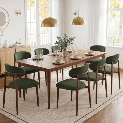 UVV Dining Chairs Set of 2, Metal Kitchen Chairs with Modern Fabric Upholstered for Dining Room, Green