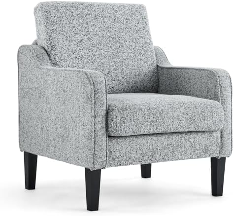 VINGLI Grey Accent Chair, Chenille Upholstered Armchair for Living Room