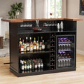 GDLF 63.1" Home Bar Cabinet with Fridge Space, U-Shape Liquor Mini Bar