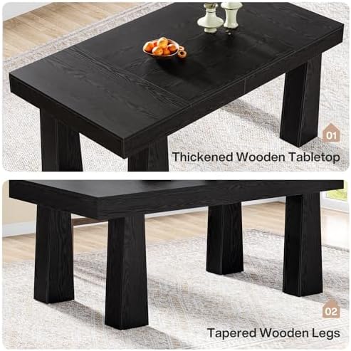 Tribesigns 63 Inch Dining Table for 4-6 People,Wooden Kitchen Table (Black)