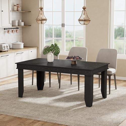 GarveeHome Farmhouse Dining Table for 4-6 People, 63" Long Kitchen Tables