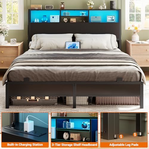 Aheaplus Headboard for Queen Size Bed with Storage, Headboards with Outlets