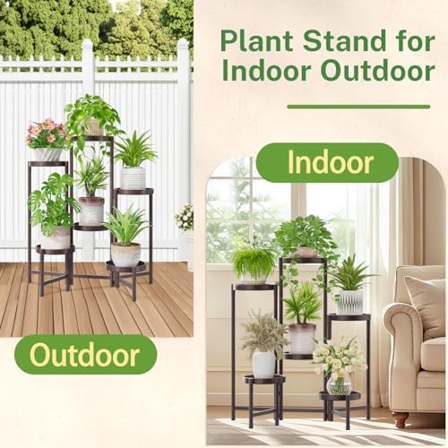 iDavosic.ly Plant Stand Indoor Outdoor, 6 Tier Metal Corner Shelf, Bronze