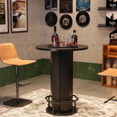 Round Bar Table, 40" H Tall Wooden Pub Table