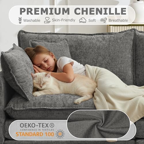 111" Modular Sectional Sofa, L Shaped Cloud Couch with Ottoman