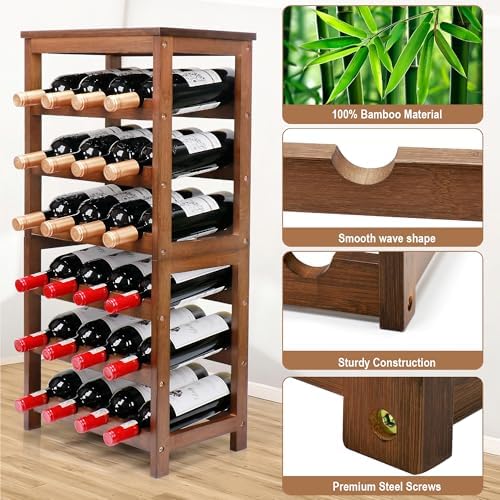 Wine Rack Freestanding Floor, 6-Tier Display Wine Storage Shelf