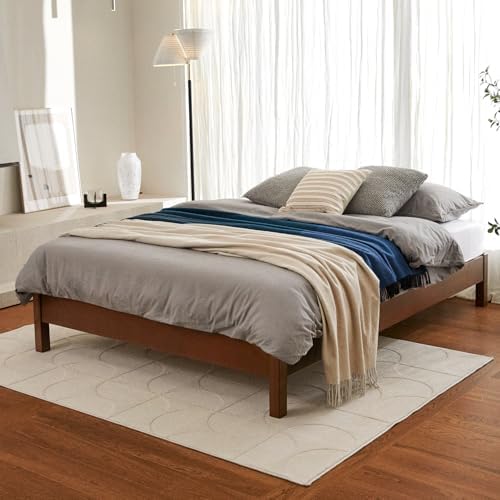 LIFEMENT Twin Bed Frame Signature Wood Platform, Noise Free, Under Bed Storage, No Box Spring Needed, Easy Assembly, Cherry