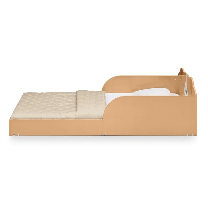 Delta Children Puppy Wood Floor Toddler Bed with Reusable Stickers, Brown