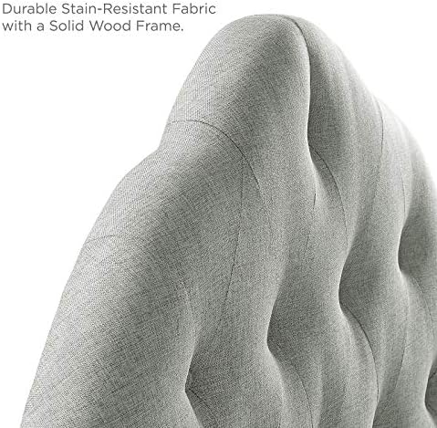 Modway Sovereign Tufted Button Linen Fabric Upholstered King Headboard in Gray