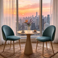 Big Dining Room Chairs Set of 2, Velvet Upholstered Modern Living Room Chairs with Metal Legs & Ergonomic Curved Backrest, Mid-Century Kitchen Chairs for Bedroom, Apartment, Mint Green