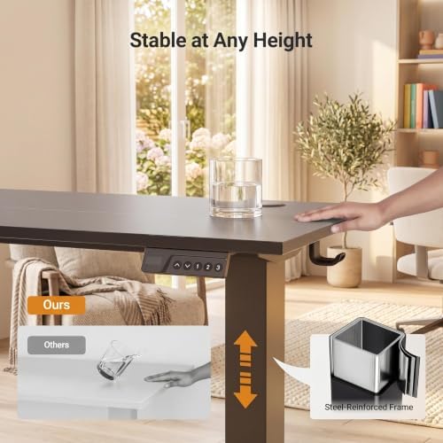 Claiks Electric Height Adjustable Standing Desk, 40x24 Inch, Deep Black