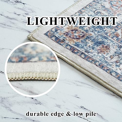 Hallway Washable Runner Rug - 2'6x12 Kitchen Rugs Entryway Rug Runner Vintage Soft Floor Mat Non Slip Indoor Farmhouse Carpet for Bathroom Living Room Bedroom (2'6''x12', Brick)