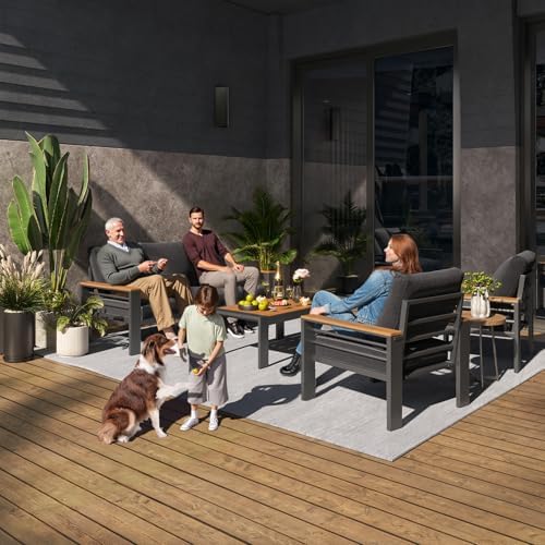 Aoxun Patio Furniture Set, Aluminum Outdoor Furniture with Oversized Seats