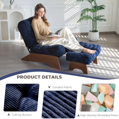 MAXYOYO Accent Chair with Ottoman, Lounge Chair with Adjustable Backrest