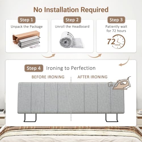 King Size Headboard Only-No Assembly Required, Light Gray