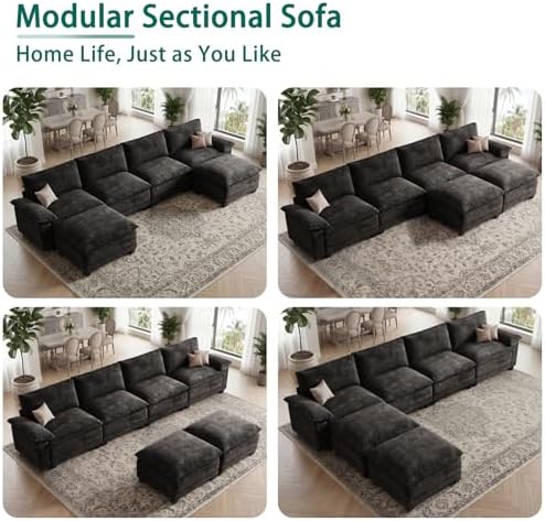 140" Modular Sectional Couch, U Shaped Cloud Sofa for Living Room