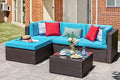 Vongrasig 5 Piece Patio Furniture Sets, Outdoor Couch Sectional Patio, Blue