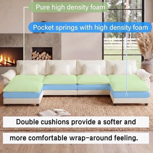 Oprisen 154" Modular Sectional Sofa, Comfy Deep Cloud Couch with Ottoman
