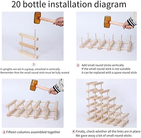 Wine Rack Small countertop Cabinet Stackable Storage Wooden freestanding Floor Wine Holder (20 Bottles)