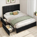 Welzona Queen Size Upholstered Bed Frame with Headboard & 2 Drawers, Black